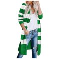 thumbnail image 1 of Long Cardigan pour Femmes Mode Femmes Décontracté Rayures Patchwork Manches Longues Chandail Cardigan Blouse Hauts Décontractés pour Femmes Hauts de Mode pour Femmes Hauts pour Femmes Décontractés, 1 of 5