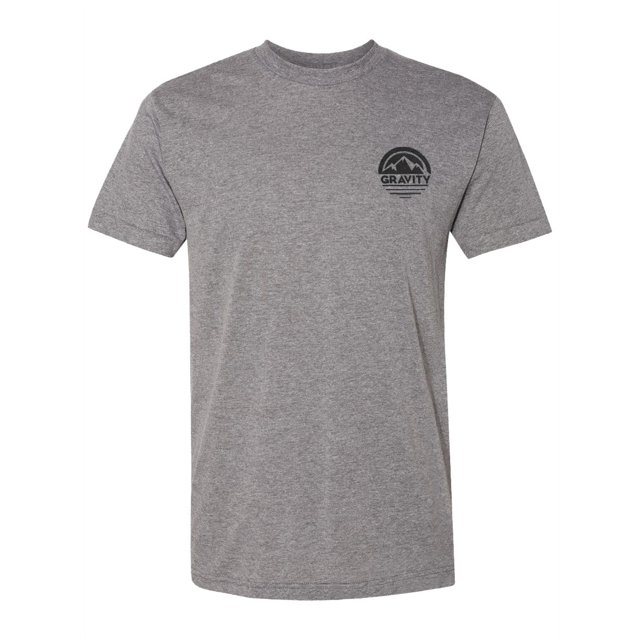 Circle Pocket Logo Triblend Track T-Shirt - Athletic Grey - Black Logo - Small