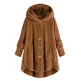 thumbnail image 1 of 2025 Women Plus Size Womens Kimonos Button Tops Hooded Loose Long Loose Cardigan Wool Coat Winter Rib Cage Cardigan Jacket, 1 of 4
