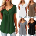 thumbnail image 2 of MesaSe Tunique à Basque Ample à Col en V pour Femmes, Hauts d'Été Amples à Manches Courtes, Blouse Décontractée Blanche XXXXXL, 2 of 6