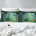 thumbnail image 3 of Erosebridal Housse de Couette Papillon Bleu Orange Simple, Literie Feuilles de Jungle Vertes Taille Simple, Réversible 2 Pcs (Sans Couette), 3 of 7