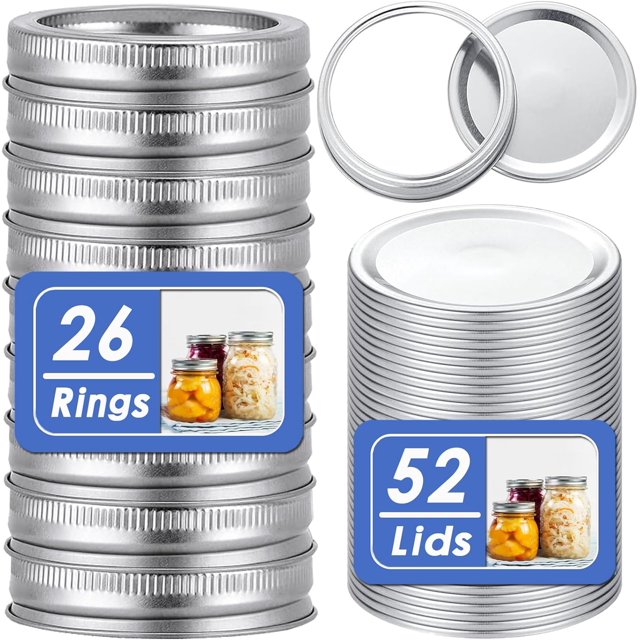 LEEYNEER 78 Pcs Wide Mouth Canning Lids with Rings Fits Ball Kerr & More Premium Mason Jar Lids with Bands/Rings for Wide Mouth Ball Kerr Jars - Food Grade Material