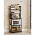 thumbnail image 4 of VASAGLE Coffee Bar, Baker’s Rack for Kitchen with Storage, 6-Tier Kitchen Shelves with 6 Hooks, Microwave Stand, Industrial,  Charcoal Gray and Ink Black, 4 of 7