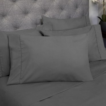 Sweet Home Collection 6 Piece Bed Sheets 1500 Thread Count Fine Microfiber Deep Pocket Set - EXTRA PILLOW CASES, VALUE, Twin XL, Gray, 4