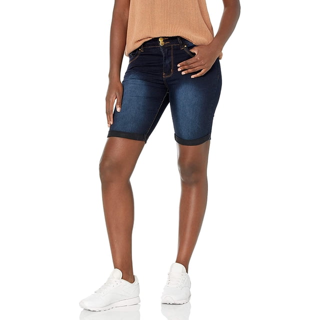 VIP Jeans shorts Bermuda en denim pour Femmes, Délavés à l'Acide, Bleu Pâle Ou Bleu Foncé