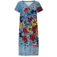 thumbnail image 4 of SMihono Robe d'Été Grande Taille pour Femmes 2023 Manches Courtes Robes Mode Fleurs Imprimées Taille Robe Soleil Col en V Longueur Genou, 4 of 5