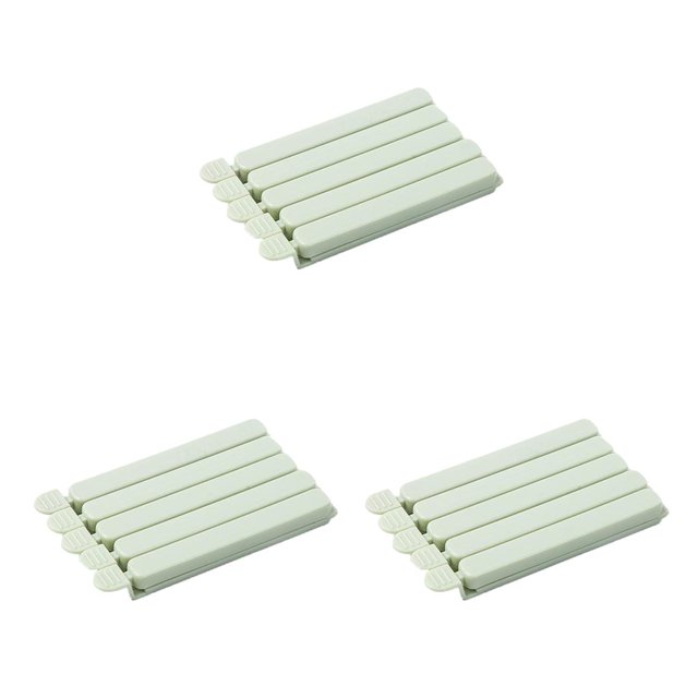 QualitChoice 5pcs Bag Clips Reusable Tie Plastic Storage Sealing Fridge Freezer Food Fresh green S 3Set