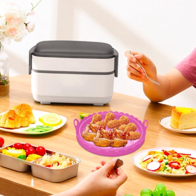 TIMIFIS Air Silicone Doublure en pour Friteuse à Chaud, Ensemble de Pots en Silicone pour Friteuse à Air Chaud pour Friteuse à Air Double Ninja, Plateau de Cuisson en Silicone Réutilisable pour Friteuse à Air, Panier pour Friteuse à Air pour Friteuse à Air Instantanée