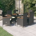 thumbnail image 1 of vidaXL 7 Piece Garden Dining Set with Cushions Black, 1 of 5