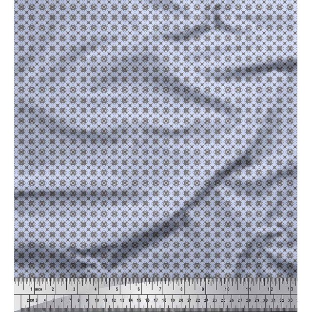 Soimoi Blue Poly Georgette Fabric Artistic Geometric Print Sewing Fabric Yard 52 Inch Wide