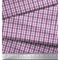 thumbnail image 2 of Soimoi Purple Modal Satin Fabric Window Pane Check Printed Craft Fabric by the Yard 42 Inch Wide, 2 of 3