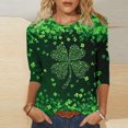 thumbnail image 1 of Mceream Manches 3/4 St Patricks Day Shirt Hauts pour Femmes Printemps Col Rond T-Shirts Décontractés Blouses à Imprimé Floral T-Shirts Graphiques Tenues d'Été Hauts Bohèmes Grande Taille Chemises à Imprimé Trèfle S, 1 of 5