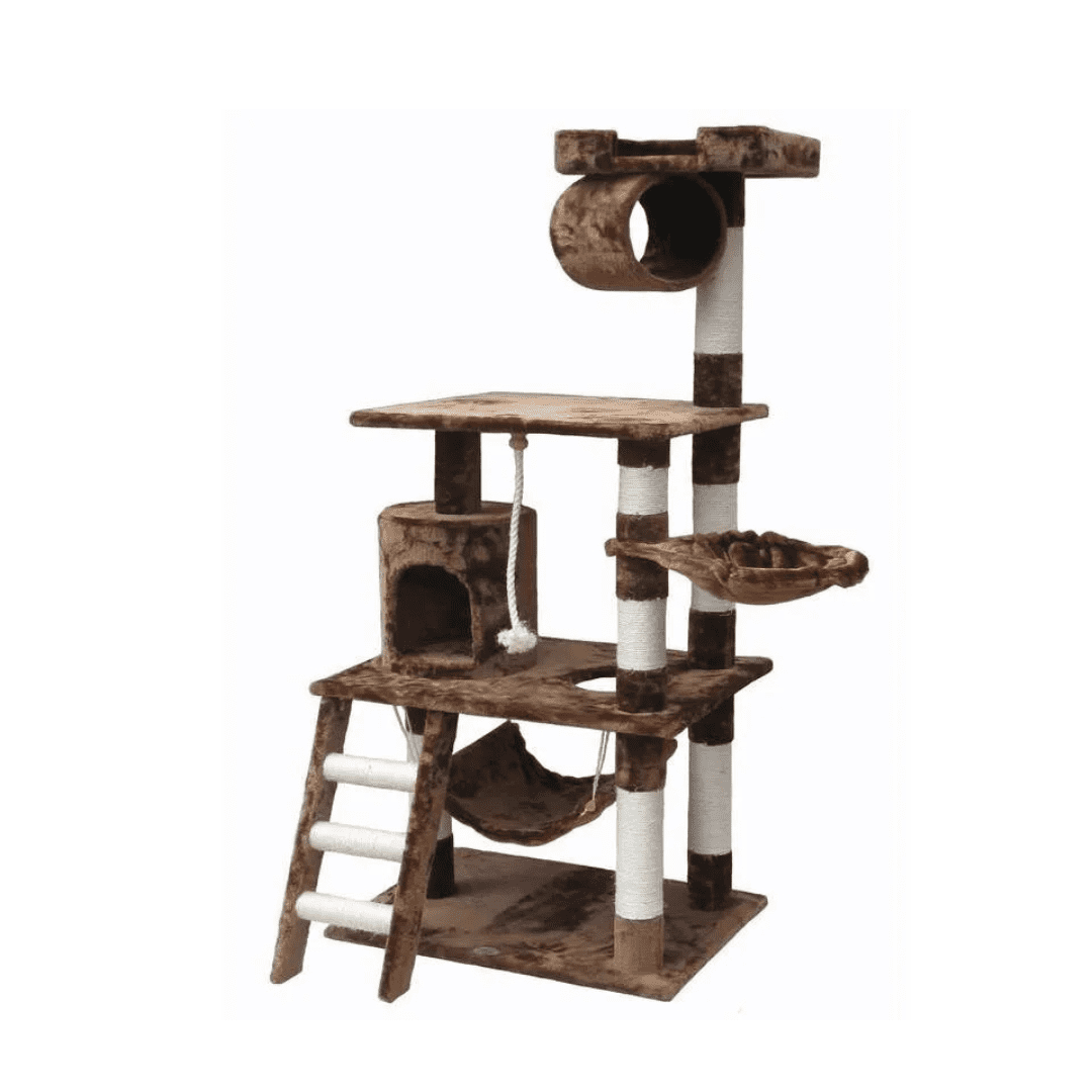 57" Cat Tree Condo for Cats, Multi-Level Cat Tower with 3 Platforms, Sisal Scratching Posts, Cat House Furniture, Brown