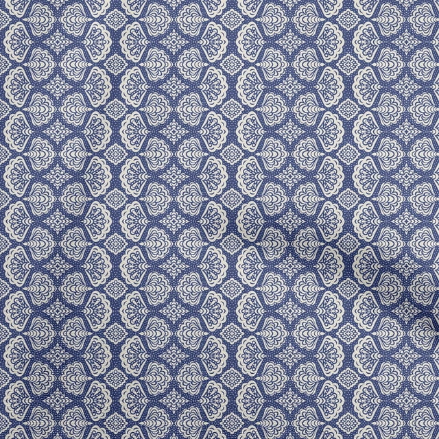 oneOone Cotton Poplin Royal Blue Fabric Asian Block Craft Projects Decor Fabric Printed by The Yard 56 Inch Wide