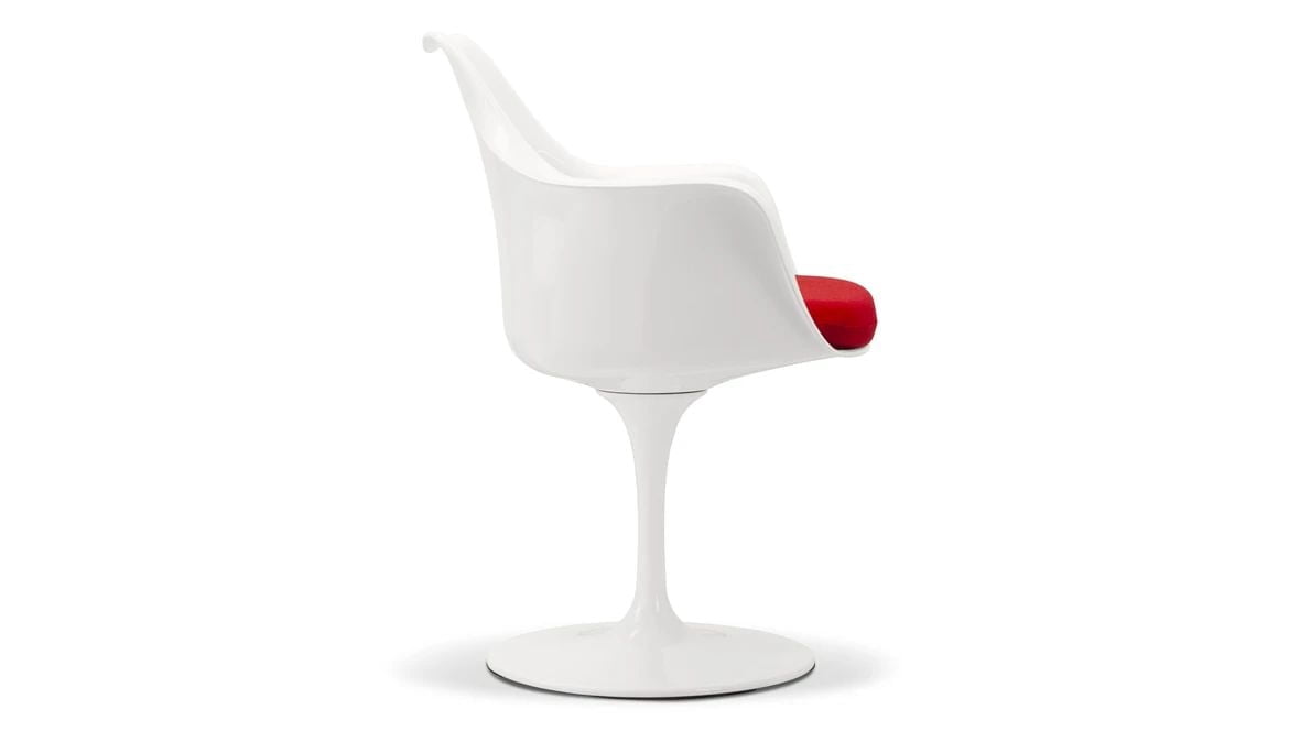 Chaise de salle à manger blanche, assise rembourrée rouge, fauteuil, chaise pivotante à 360 °.