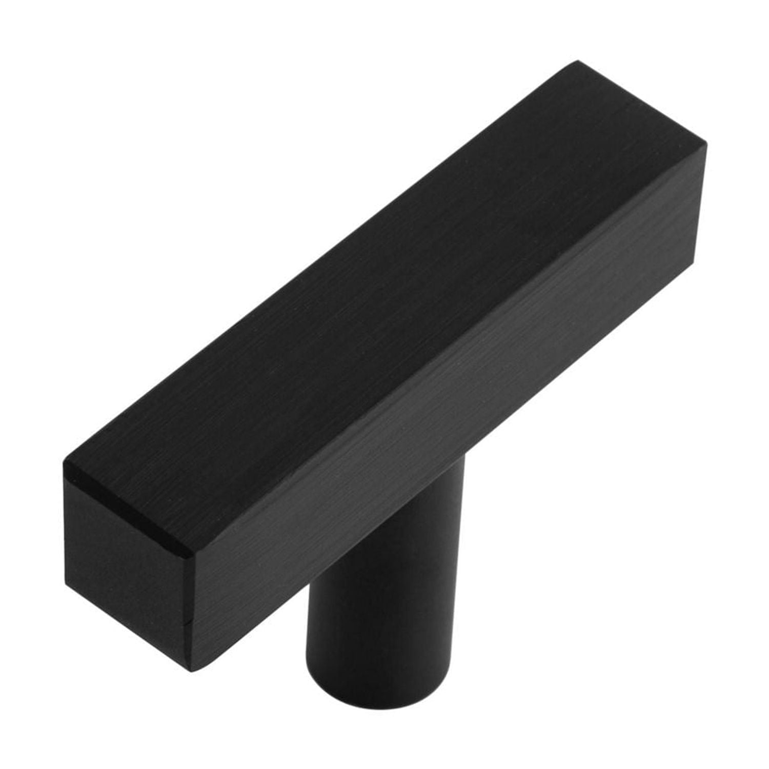 Era Square T Knobs Brushed Black, Metal,  Knobs w/Screws for Kitchen Drawer Cabinet Door 2-Pack