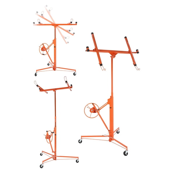 16 ft Drywall Lift, 150 lbs Capacity Heavy Duty Sheetrock Hoist with 360° Adjustable Telescopic Arm, 60° Tilt and 3 Lockable Wheels, for Ceiling Panel Installation