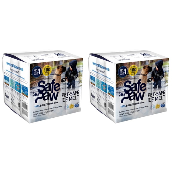 Safe Paw Déglaçant pour Animaux, 100 % Sans Sel et Chlorure avec Agent de Traction, Non Toxique, Action Rapide, Dure 3X Plus Longtemps – 22 Lbs, Lot de 2