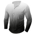 thumbnail image 1 of Men's Printing Button Casual Long Sleeve Round-Neck Blouses Shirts RXIRUCGD Blanc, Taille: m, 1 of 4