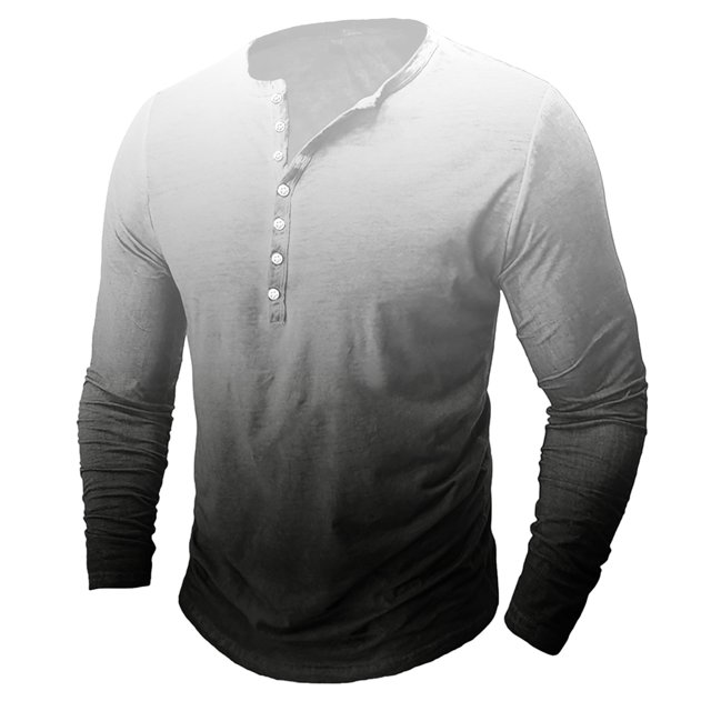 Men's Printing Button Casual Long Sleeve Round-Neck Blouses Shirts RXIRUCGD Blanc, Taille: m