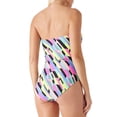 thumbnail image 3 of RELLECIGA Women's Tummy Control Swimwear Strapless One Piece Swimsuit Ruched Padded Bathing Suits, 3 of 5