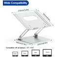 thumbnail image 3 of Support d'Ordinateur Portable en Aluminium, Support Ergonomique Réglable pour Ordinateur Portable, Support de Rehausseur Compatible avec Air, Pro, Dell, HP, Lenovo et Plus, 10-15.6 Pouces, Noir - Argent, 3 of 8