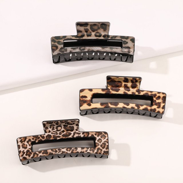 2 Pack Hair Claw Clips Tortoise Barrettes Rectangle Shape Clips Fashion Colorful Hair Clips 2.17 Inch Sequins Hair Jaw Clips Matte Rectangle Nonslip Clip