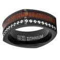 thumbnail image 2 of Men's Square Black Titanium Wedding Band Ring Cubic Zirconia Wood Inlay 8mm 11.5, 2 of 3