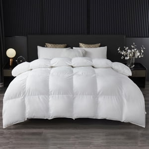 MH MYLUNE HOME Conforteur Alternatif Fluffy Down, Insert de duvet toute saison Conforteur de lit léger Insert Baffle Boîte à baffle blanche avec onglets d'angle