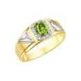 thumbnail image 4 of RYLOS Men's Rings Yellow Gold Plated Silver Classic 7X5MM Oval Gemstone & Diamond Ring Peridot August Birthstone Rings For Men Size 11, 4 of 7