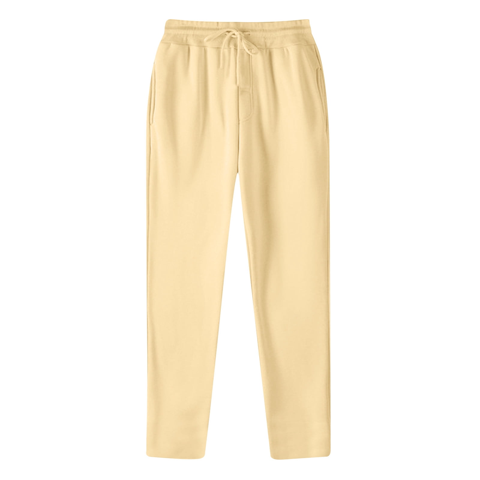 LOVZFMLL Men's Pants Men's Fashion Drawstring Elastic Waist Solid Color Casual Sweat Length Pants