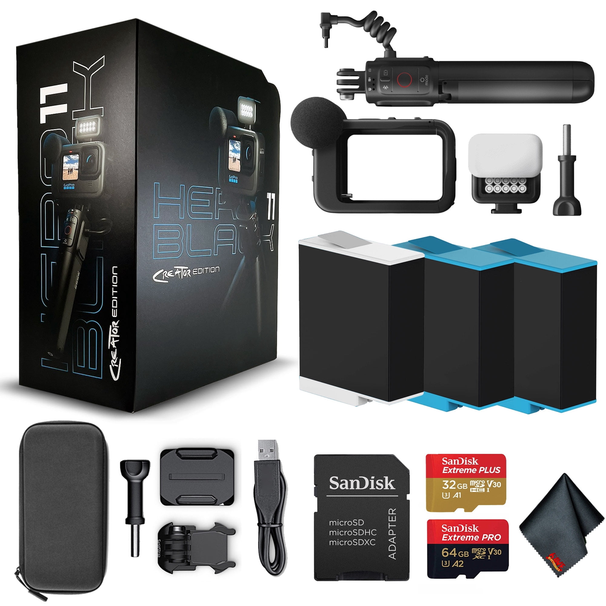 GoPro HERO11 (HERO 11) Black 27MP Camera (New) Volta Grip, Remote, Mod, Light, 2 Battery, 64GB Card