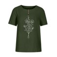 thumbnail image 4 of Soldes d'Été Iumwxz Chemises de la Saint-Valentin pour Femmes T-Shirts Basiques Confortables Hauts pour Femmes Imprimé Floral Hauts à Manches Courtes Col Rond Blouse pour Femmes Offres Spéciales Cocktail, 4 of 4