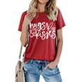thumbnail image 5 of RKSTN Hauts pour Femmes Saint-Valentin Cœur d'Amour Lettres Imprimées Mode Blouse Confortable Hauts Tempérament Couleur Unie Col Rond Manches Courtes Hauts, 5 of 5