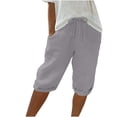 thumbnail image 2 of LSLJS Cadeaux pour Maman Shorts pour Femmes de Couleur Unie Shorts Décontractés pour Femmes Capris Pantalons de Travail pour Femmes, 2 of 7