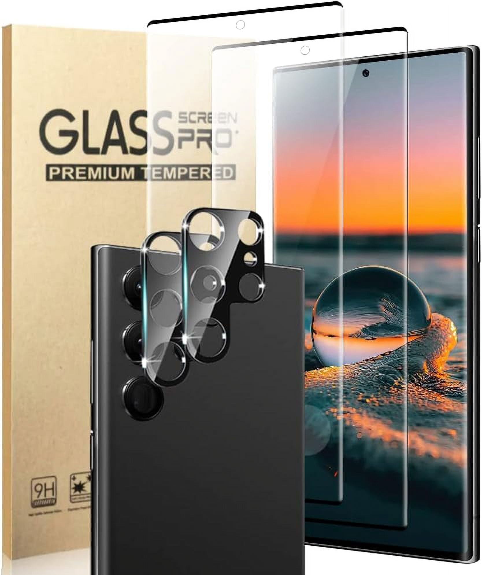 [2+2 Pack] Galaxy S22 Ultra Screen Protector, 9H Tempered Glass, Ultrasonic Fingerprint Support, 3D Curved,HD Clear Scratch Resistant for Samsung Galaxy S22 Ultra 5G Glass Screen Protector(6.8 Inch)
