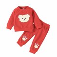 thumbnail image 2 of Tenues Deux Pièces Hiver Ours Brodé Manches Longues Col Rond Pull Pantalon Ensemble Deux Pièces en Solde, 2 of 8