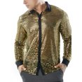 thumbnail image 3 of Faithtur New Fashion Men Spring Autumn Sequins Shirt Long Sleeve Turn Down Collar Button Dot Shirts, 3 of 6