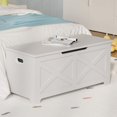 thumbnail image 4 of 39.4" Storage Chest, Wooden Storage Bench with Safety Hinges, Easy Assembly, Large Toy Chest for Entryway, Living Room, Bedroom, 4 of 6