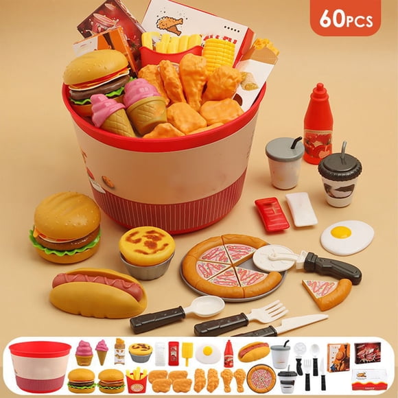 WSBDENLK Cyberlundi Jouet de Jeu pour Enfants à la Maison Ensemble de Burger de Simulation Ensemble de Restauration Rapide pour le Déjeuner Ensemble de Cuisine pour Cuisiner Jouet Cadeau pour Enfants Jouets pour Enfant Économies d'Automne