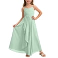 thumbnail image 1 of DuoJiaJ Robe Trapèze pour Fille Demoiselle d'Honneur Junior Robe Maxi Fluide en Mousseline Robe de Mariage Fête Concours Taille 13-14 Ans, 1 of 5