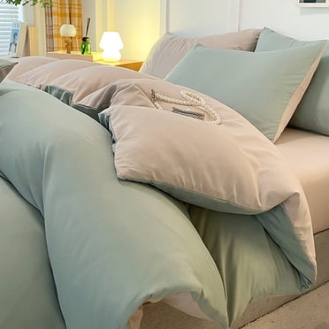 Washed Polyester Bedding Set for Student Dormitory | Comfortable Soft Bed in A Bag | Fits Twin Full Queen Bed | Breathable Fabric for Home Bedroom
