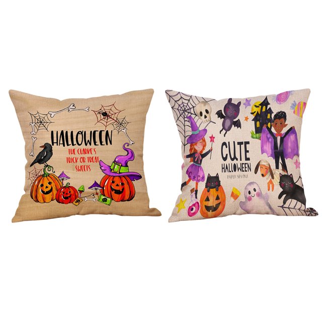 TIMIFIS Housses de Coussin d'Halloween Décorations d'Halloween pour l'Intérieur 2 Pcs Housse de Coussin Citrouille d'Halloween Déco d'Automne Citrouilles Coussin