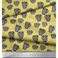 thumbnail image 2 of Soimoi Yellow Poly Georgette Fabric Life Begins After Coffee Text Print Fabric by the Yard 42 Inch Wide, 2 of 5