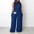 thumbnail image 1 of LSLJS Womens Casual Sleeveless Spaghetti Strap Loose Adjustable Jumpsuits Stretchy Long Pants Romper with Pockets, 1 of 5