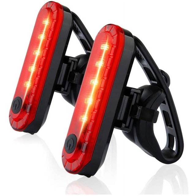 Rear Bike Tail Light 2 Pack, Ultra Bright USB Rechargeable Bicycle Taillights, Red High Intensity Led Accessories Fits On Any Bike or Helmet. Easy to Install for Cycling Safety Flashlight