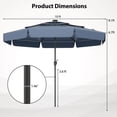 thumbnail image 3 of Costway 10 FT Solar Patio Umbrella with 32 LED Lights 3-Tier Vented Top & Ruffles Blue, 3 of 10