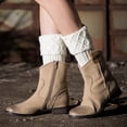 thumbnail image 1 of Women Leg Warmers Knitted Wool Boot Cover Short Leg Warmers with Diamond Mesh, 1 of 4