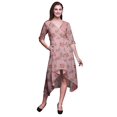 thumbnail image 1 of Bimba Coton Rose Rouge Baies & Oiseau Bulbe Femmes Poche Asymétrique Robe Droite Été Fête Mi-Longue-Xxx-Grand, 1 of 4