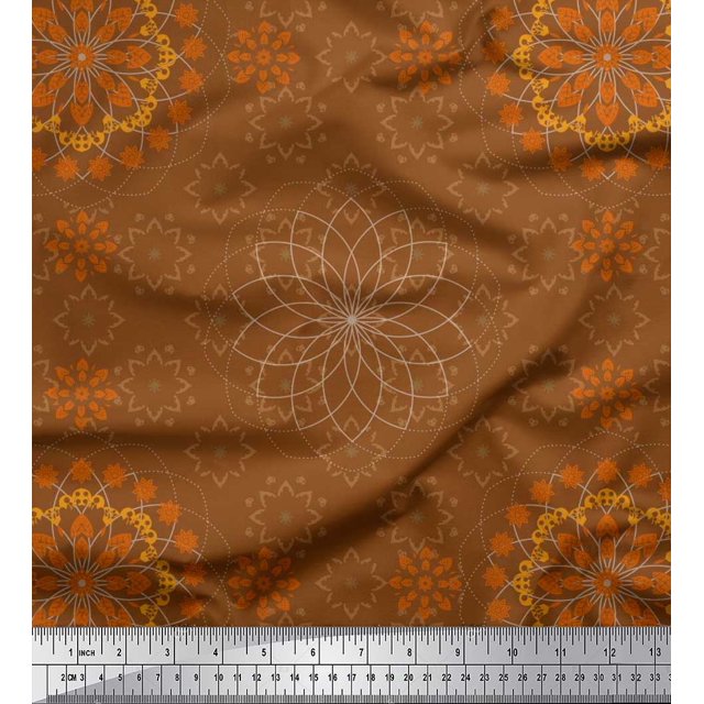 Soimoi Rayon Crepe Fabric Mandala Decorative Decor Fabric Printed Yard 46 Inch Wide